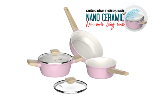 Bộ nồi phủ sứ nano đáy từ Sunhouse healthy SHG7979MP3