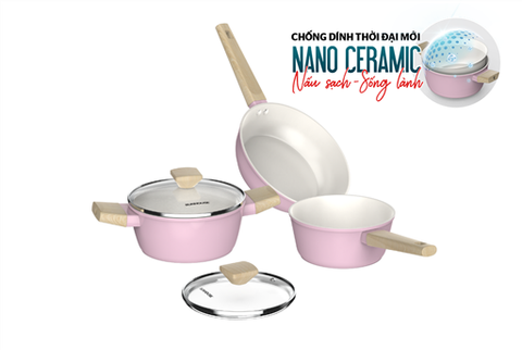 Bộ nồi phủ sứ nano đáy từ Sunhouse healthy SHG7979MP3