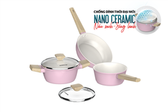Bộ nồi phủ sứ nano đáy từ Sunhouse healthy SHG7979MP3 ảnh 1