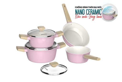 Bộ nồi phủ sứ nano đáy từ Sunhouse healthy SHG7979MP2