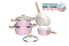 Bộ nồi phủ sứ nano đáy từ Sunhouse healthy SHG7979MP2 ảnh 1