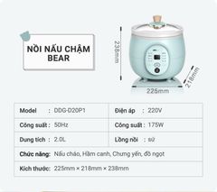 Nồi nấu chậm Bear DDG-D20P1 ảnh 2