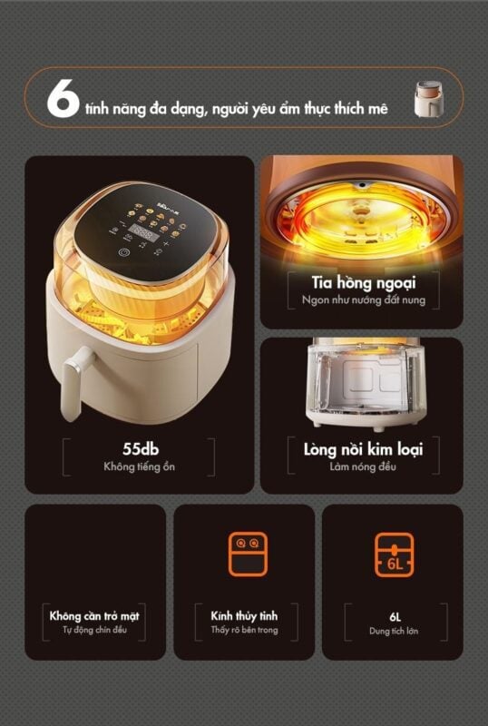 Nồi chiên không dầu Bear QZG-F15G1 – ảnh 8
