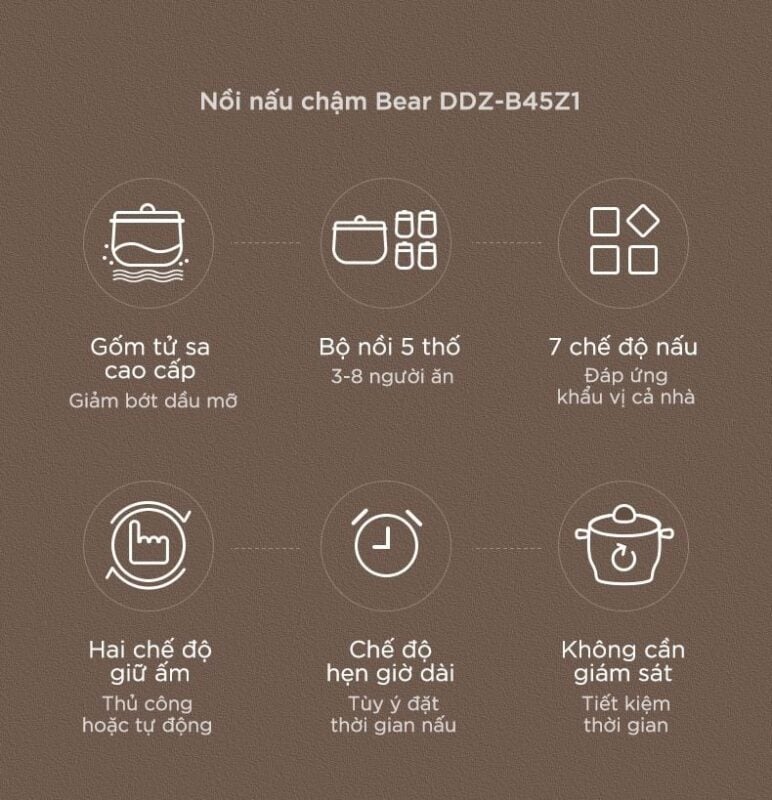 Nồi nấu chậm Bear DDZ-B45Z1 – ảnh 3