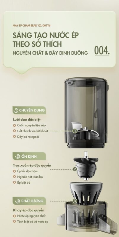 Máy ép chậm đa năng Bear YZJ-D01Y6 – ảnh 8