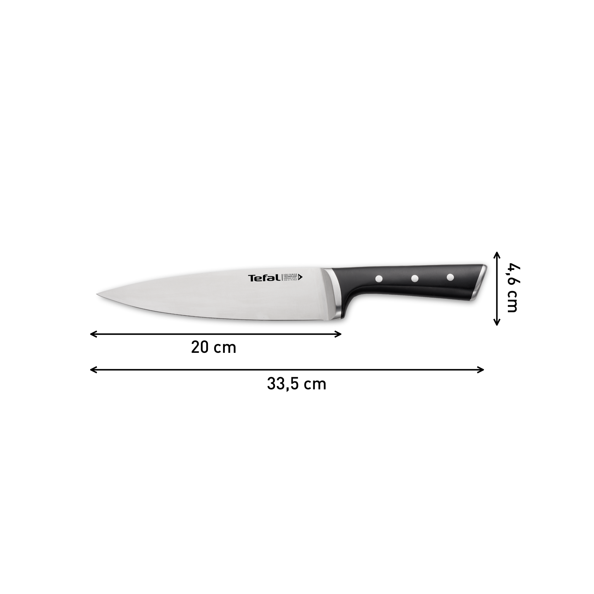  Dao thép Đức liền khối Ice Force Tefal K2320214, thái thịt 20cm 