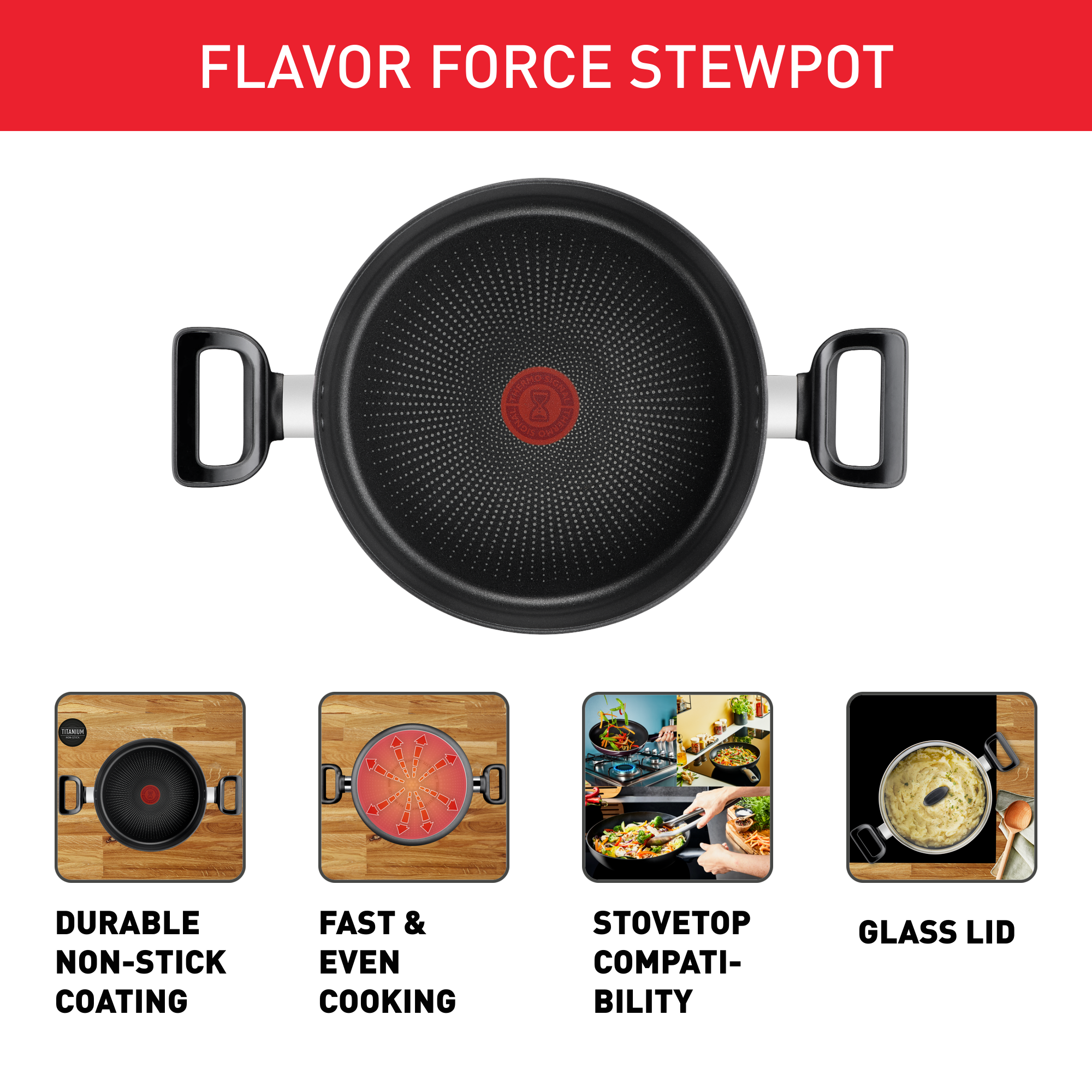 Nồi chống dính Tefal Flavor Force 20/24cm E2774474 E2774674