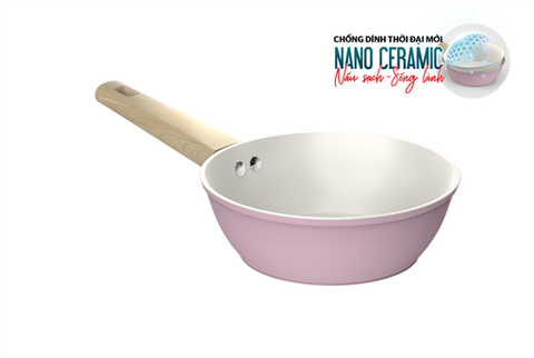 Chảo phủ sứ nano đáy từ Sunhouse healthy SHG20MP