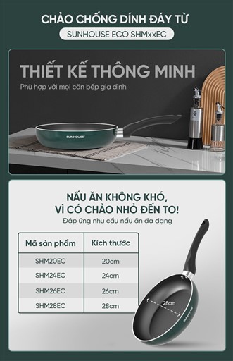 Chảo chống dính đáy từ Sunhouse eco SHM24EC – ảnh 7