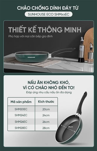 Chảo chống dính đáy từ Sunhouse eco SHM26EC – ảnh 7