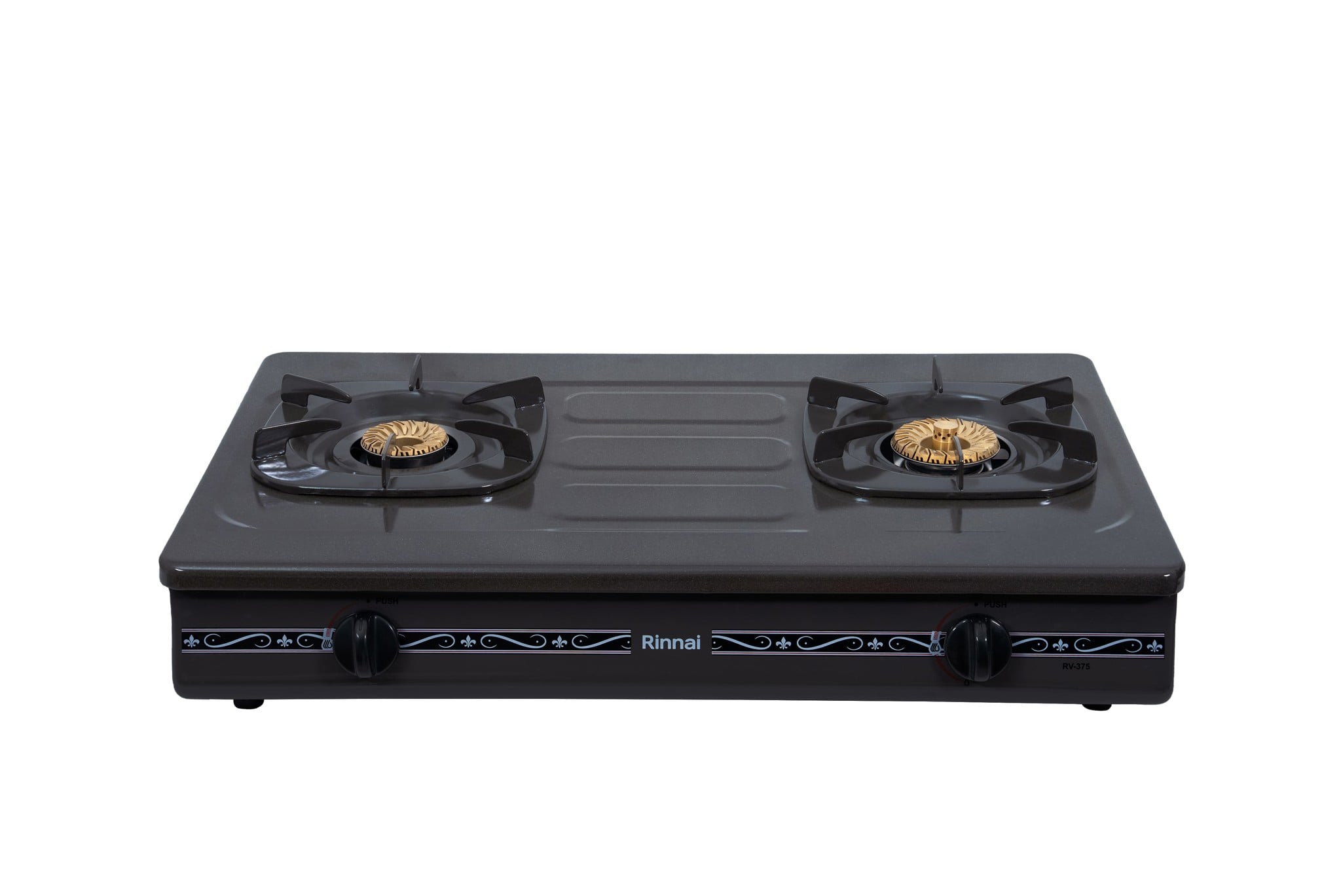Bếp gas dương Rinnai RV-375(G)N 702mm 2 lò nấu, mặt thép phủ men
