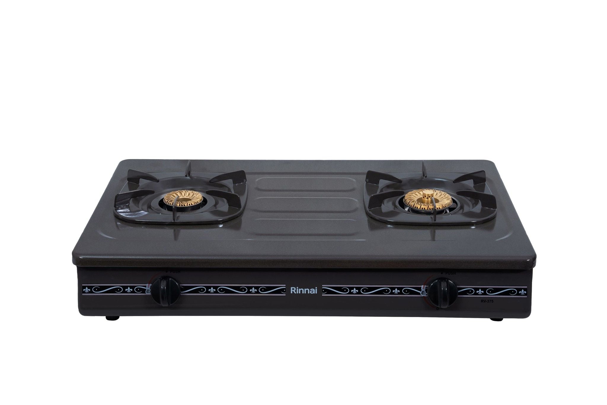 Bếp gas dương Rinnai RV-375(G)N 702mm 2 lò nấu, mặt thép phủ men