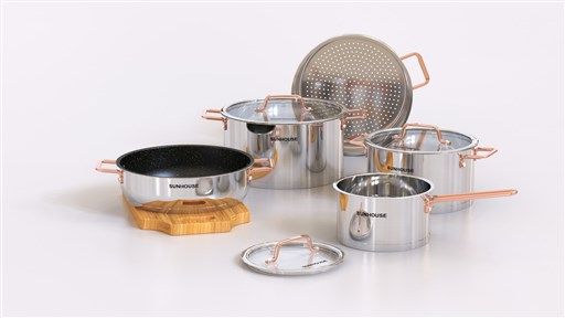 Bộ nồi chảo inox cao cấp 5 đáy Sunhouse SHG989