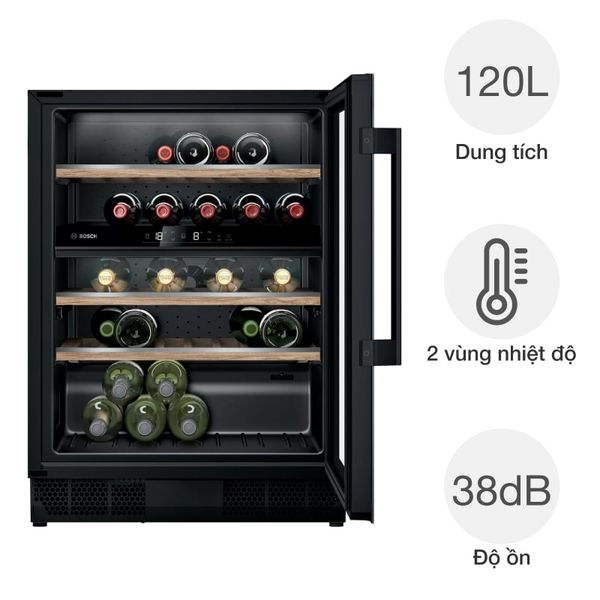 Tủ rượu Bosch KUW21AHG0 bảo quản vang Series 6 44 chai âm tủ