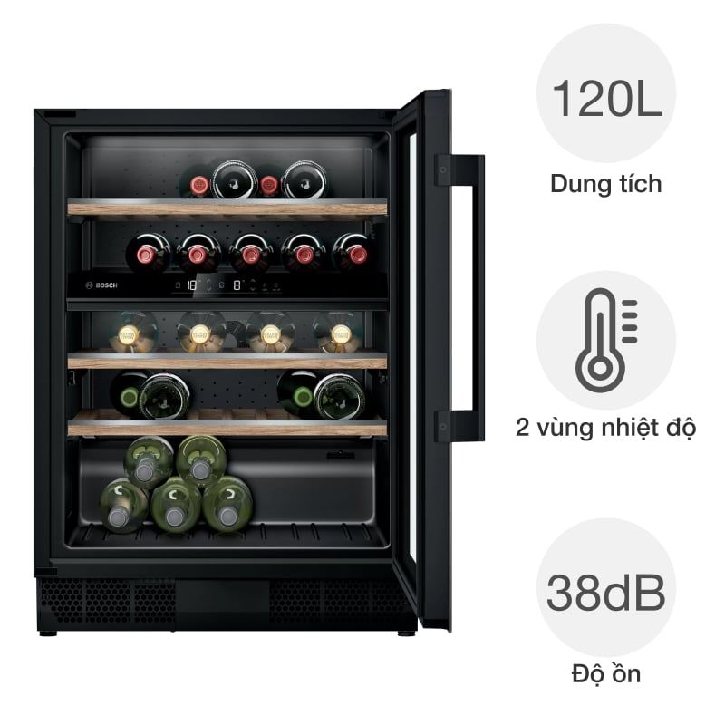 Tủ bảo quản rượu vang Bosch KUW21AHG0 Series 6 44 chai âm tủ
