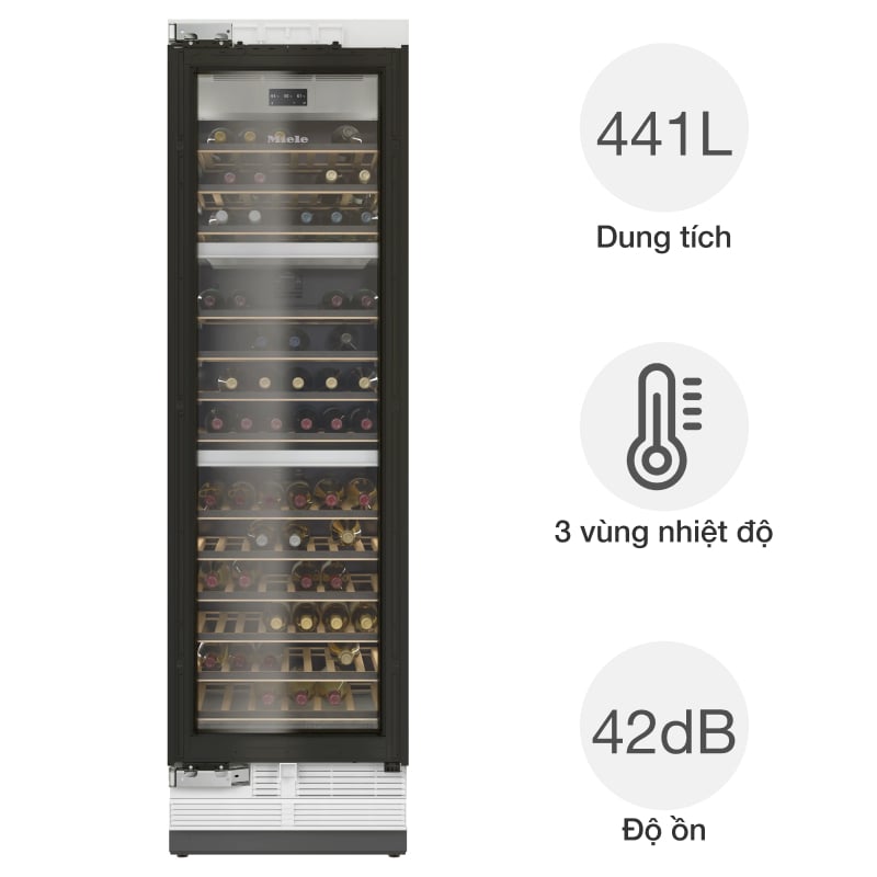Tủ bảo quản rượu vang Miele KWT 2612 Vi MasterCool 104 chai âm tủ