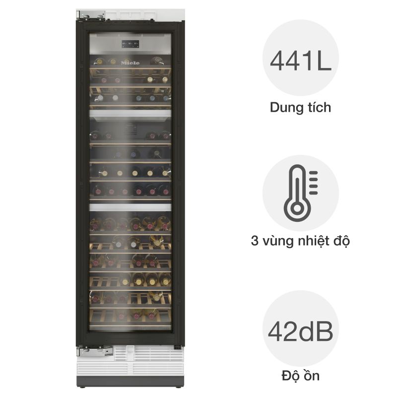 Tủ bảo quản rượu vang Miele KWT 2612 Vi MasterCool 104 chai âm tủ