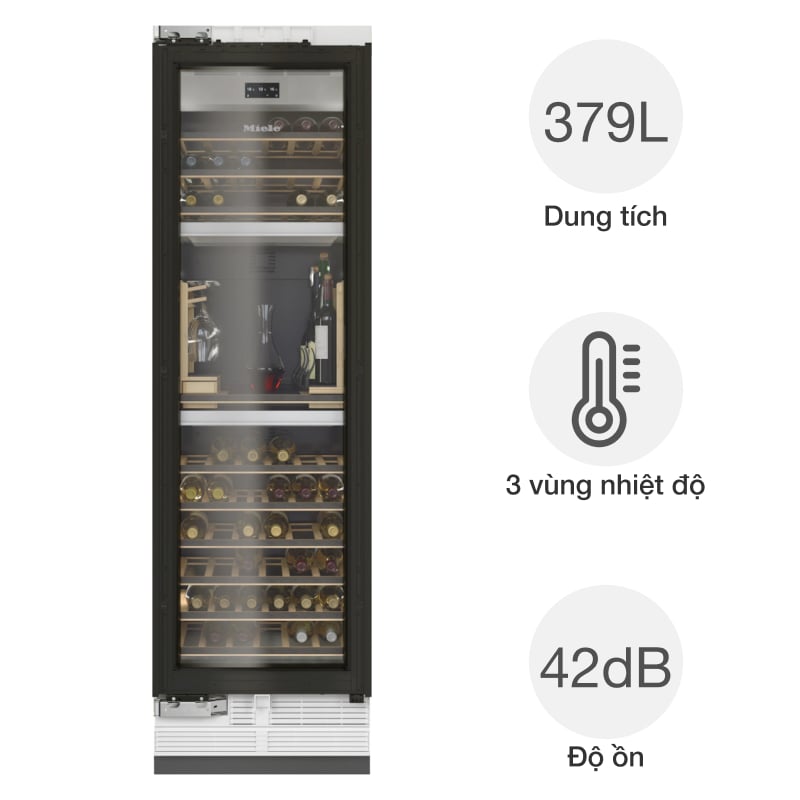 Tủ bảo quản rượu vang Miele KWT 2672 Vis MasterCool 91 chai âm tủ