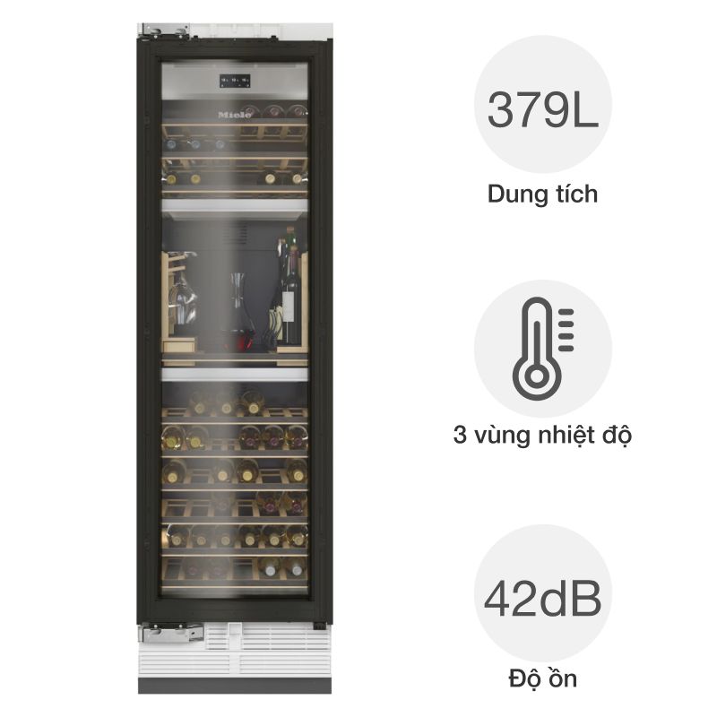 Tủ bảo quản rượu vang Miele KWT 2672 Vis MasterCool 91 chai âm tủ