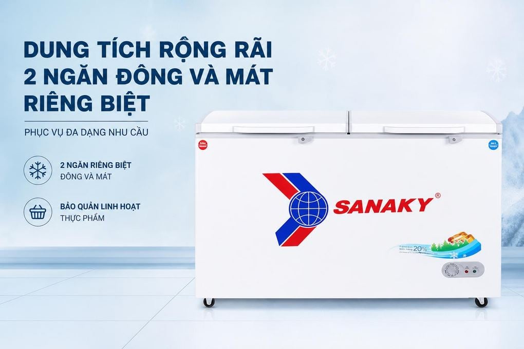 Tủ đông Sanaky VH-5699W1 - hình ảnh thực tế Tủ đông Sanaky VH-5699W1 - hình ảnh thực tế