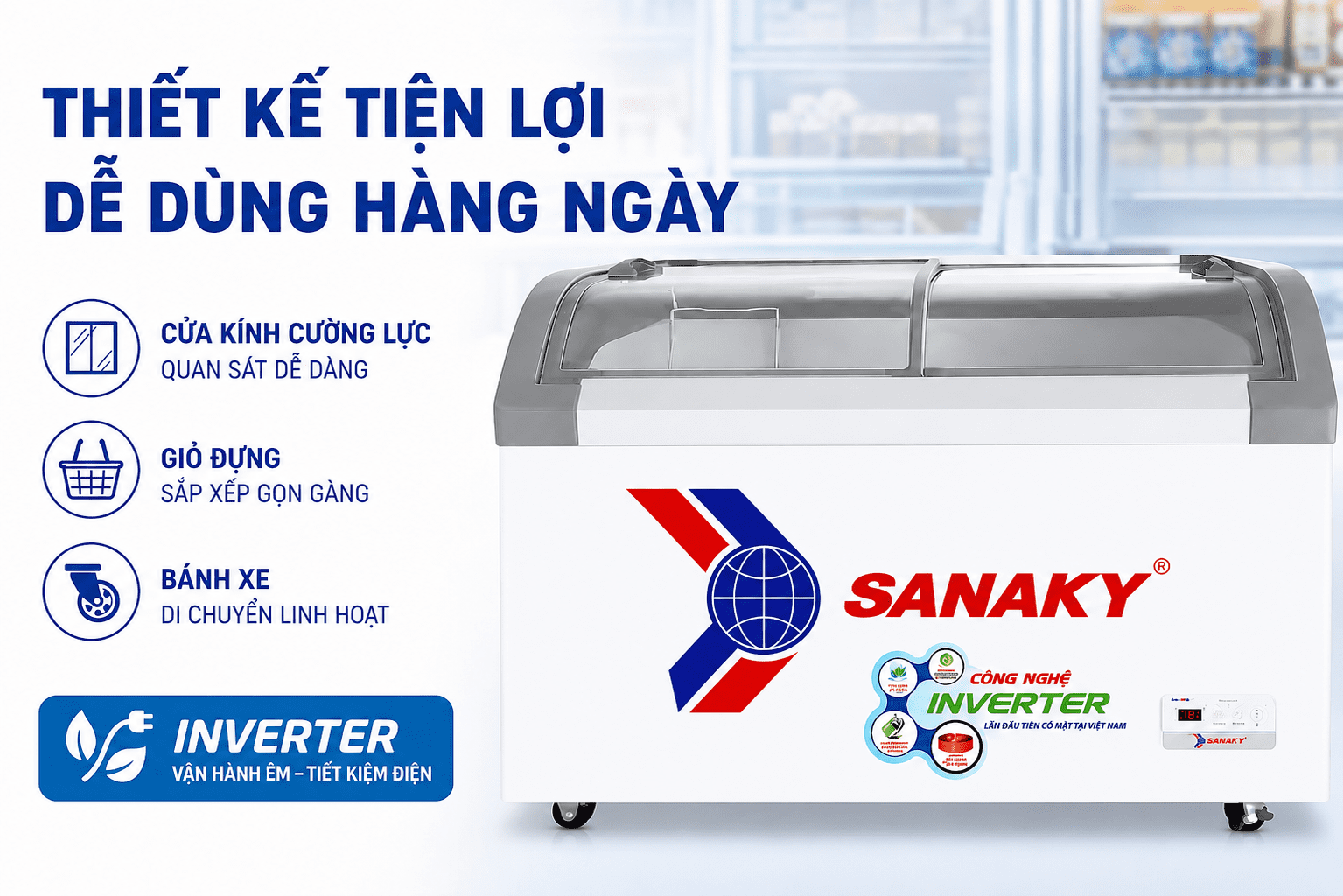 Tủ đông Sanaky VH-4899K3B - bên trong Tủ đông Sanaky VH-4899K3B - bên trong