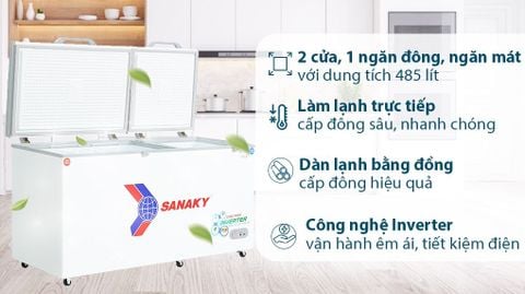 Tủ đông Sanaky Inverter 485 lít VH-6699W3
