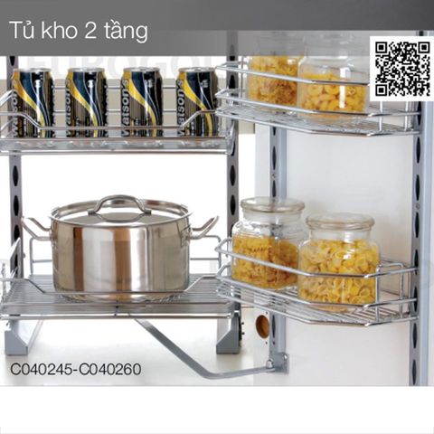 Tủ kho 2 tầng Eurogold C040260 - Inox mạ crom, 60cm