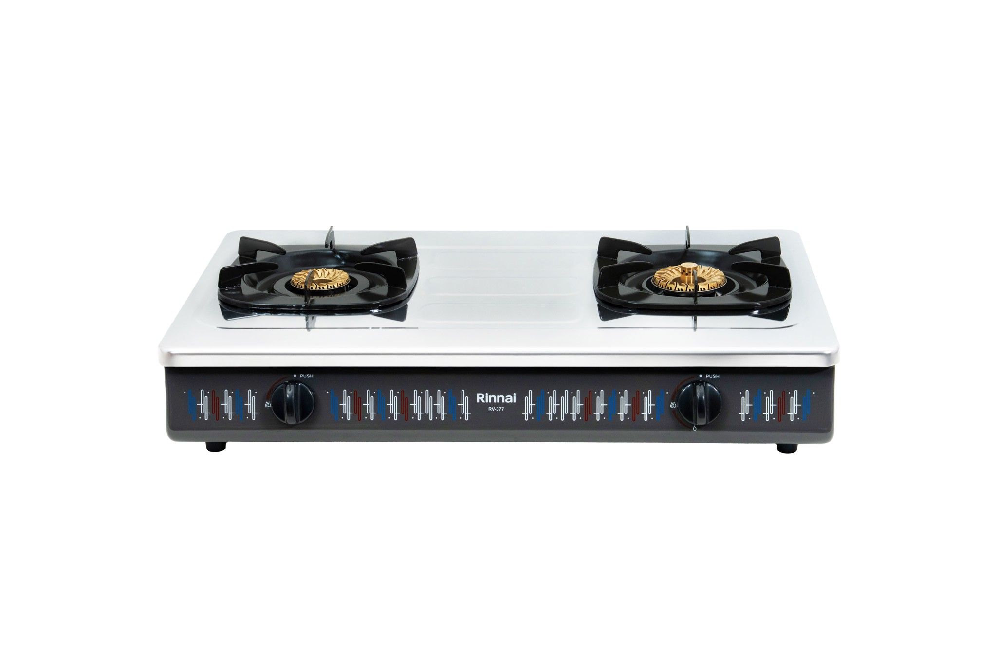 Bếp gas dương Rinnai RV-377(S)N 702mm 2 lò nấu, mặt thép không gỉ