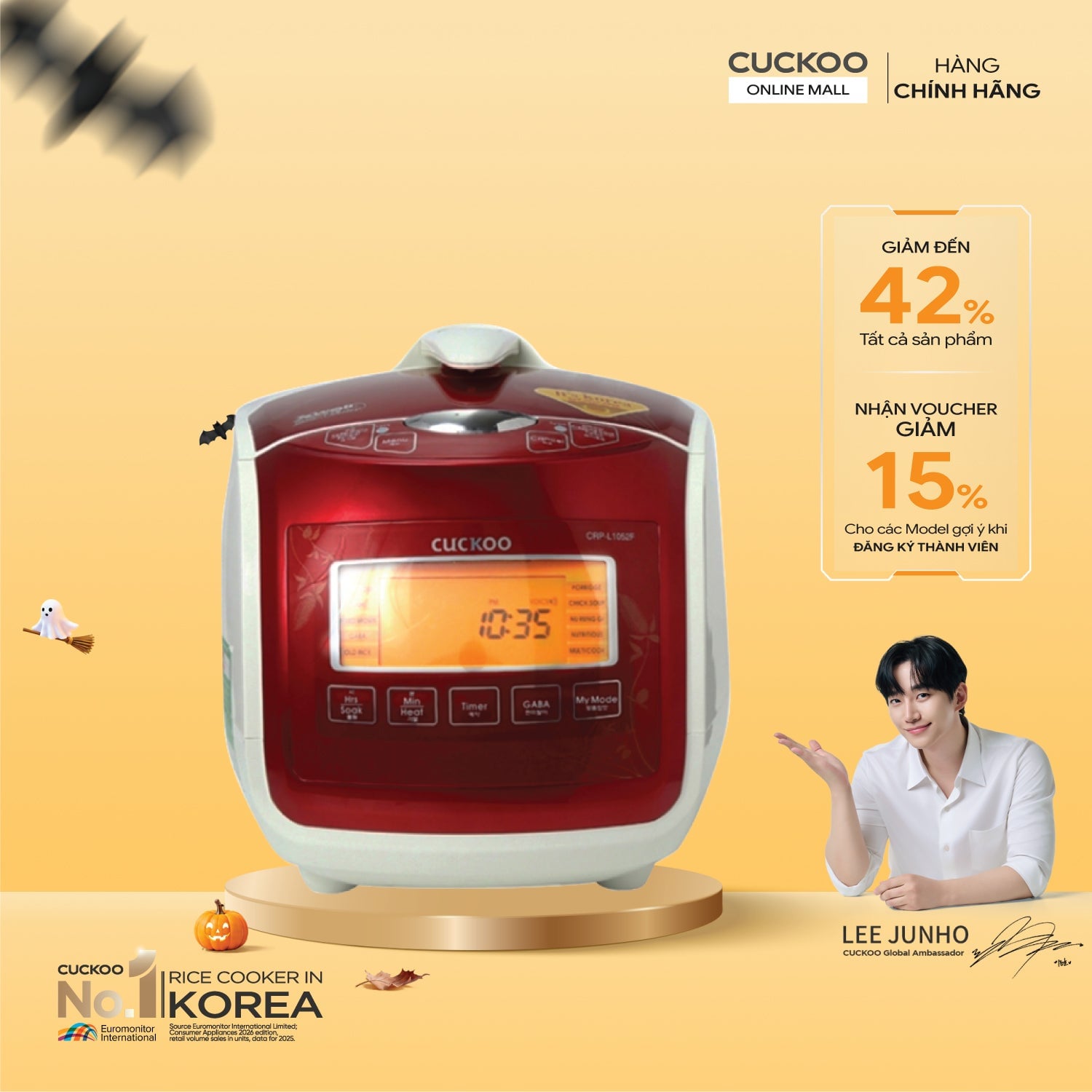 Nồi cơm điện tử áp suất 1.8 lít Cuckoo CRP-L1052F/IVREVNCV