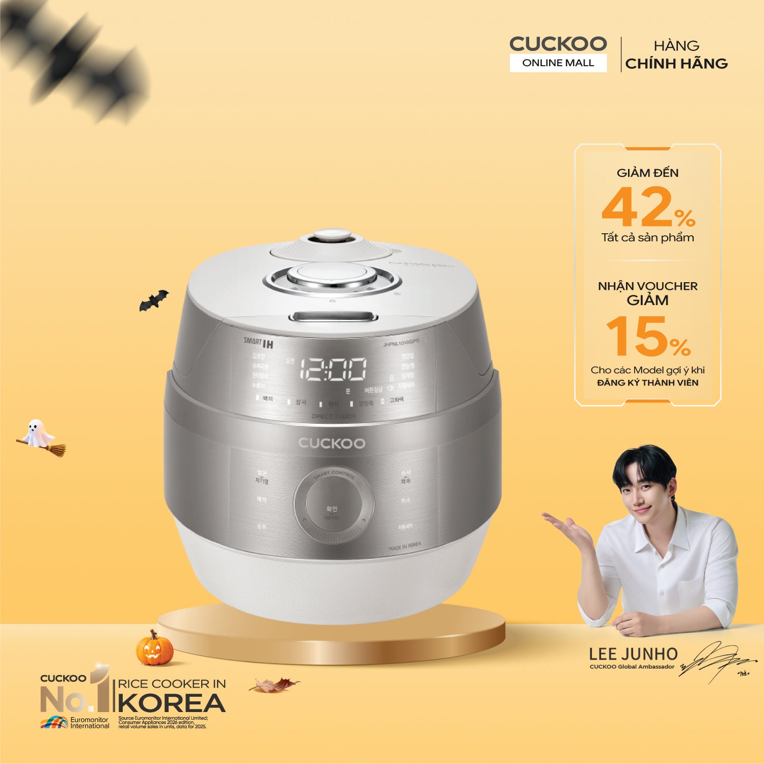Nồi cơm điện tử áp suất cao tần 1.8 lít Cuckoo CRP-JHPNL1010GPS