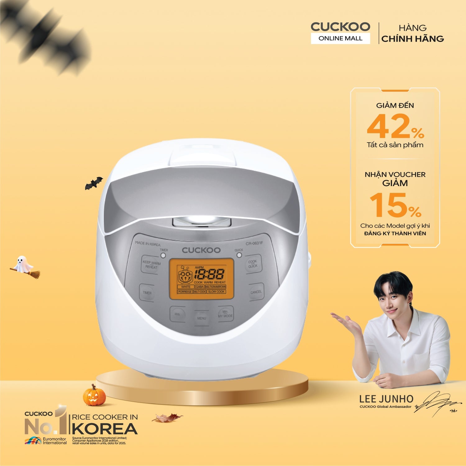 Nồi cơm điện tử 1.08 lít Cuckoo CR-0631F/WHSIVNCV