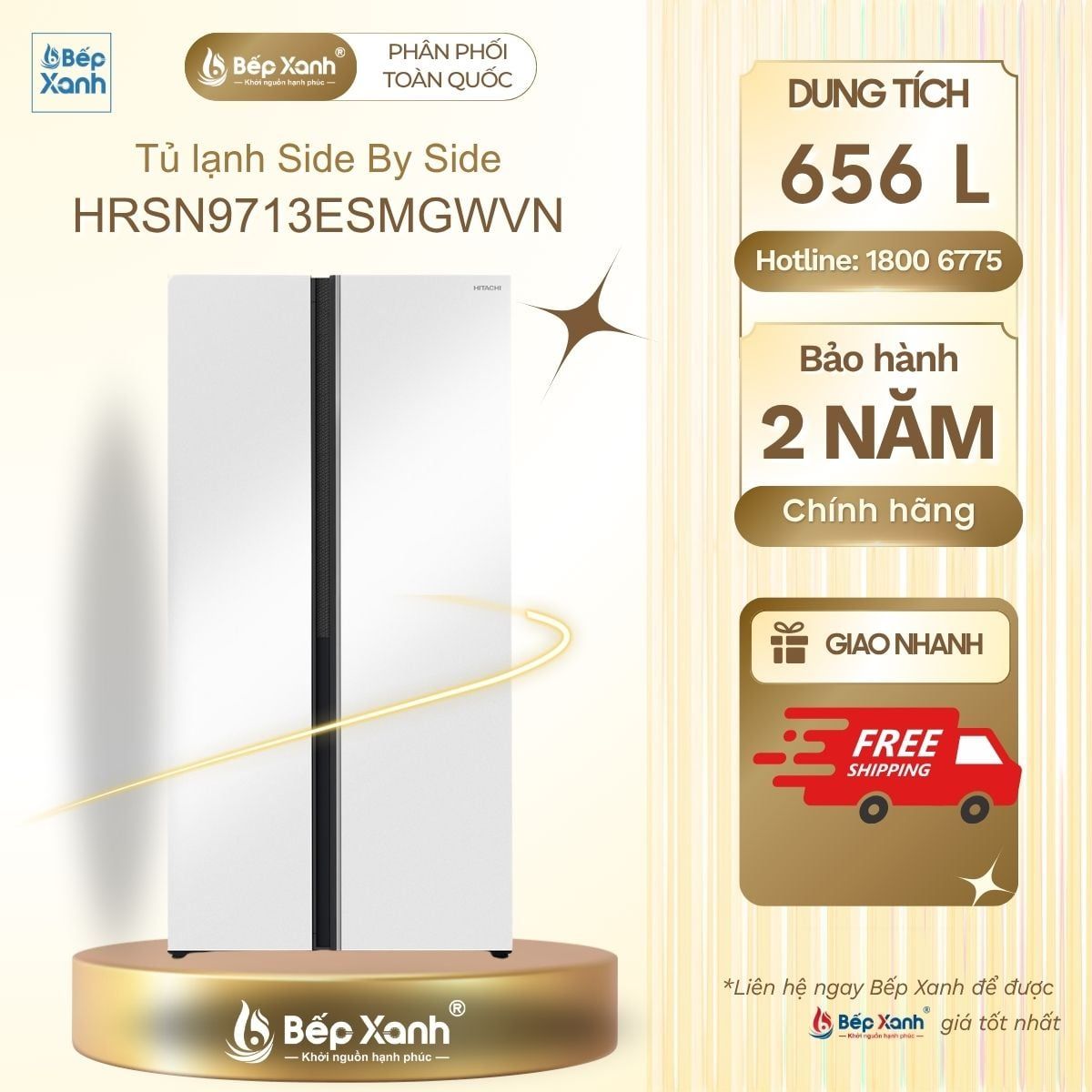  Tủ lạnh Hitachi Inverter 656 lít Side By Side HRSN9713ESMGWVN 
