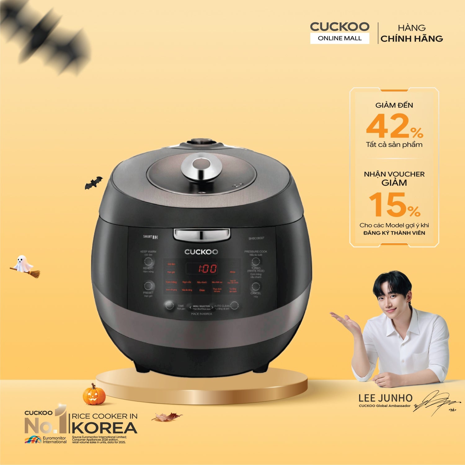 Nồi cơm điện tử áp suất cao tần 1.08 lít Cuckoo CRP-BHBC0600F/GRGRCRCKV