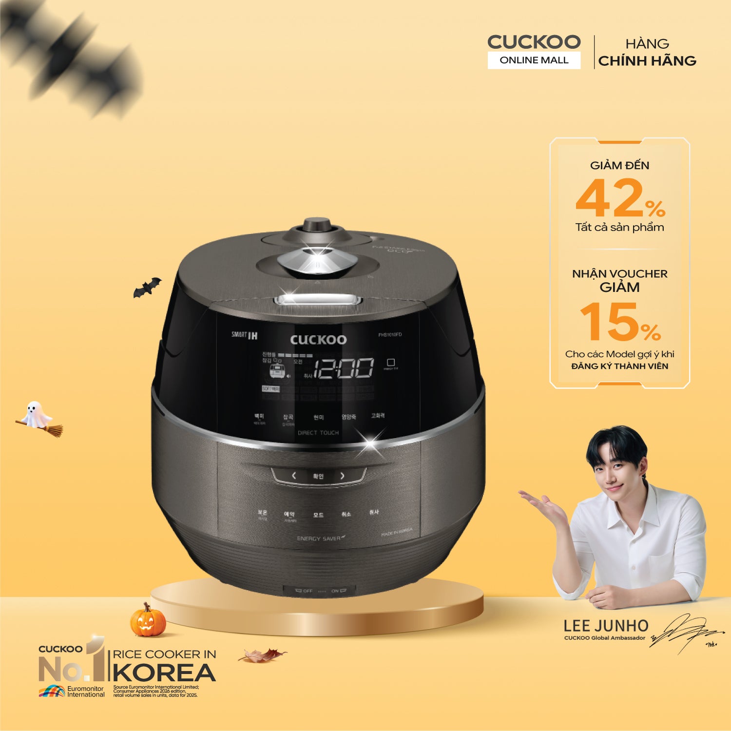 Nồi cơm điện tử áp suất cao tần 1.8 lít Cuckoo CRP-FHS1010FD