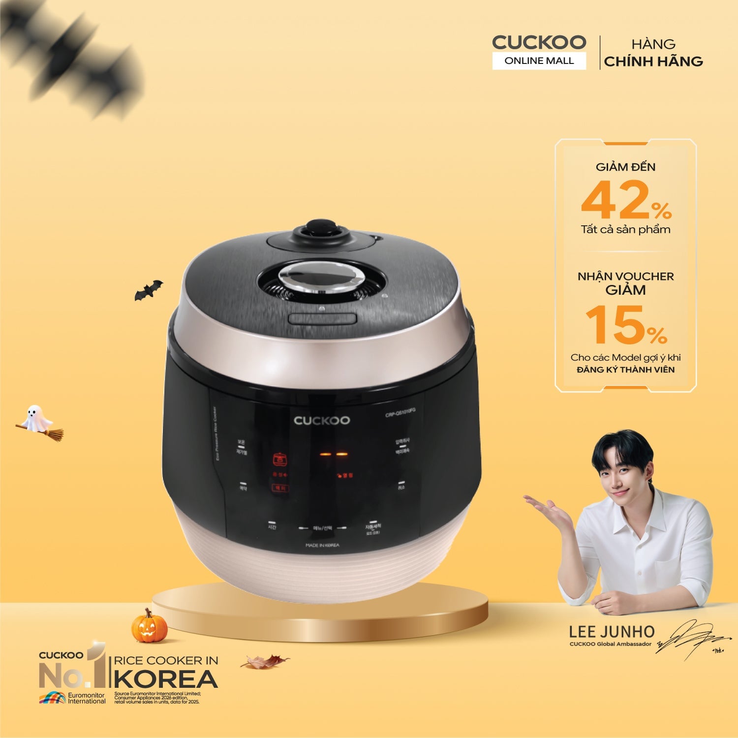Nồi cơm điện tử áp suất 1.8 lít Cuckoo CRP-QS1010FG/BKPGIDBP