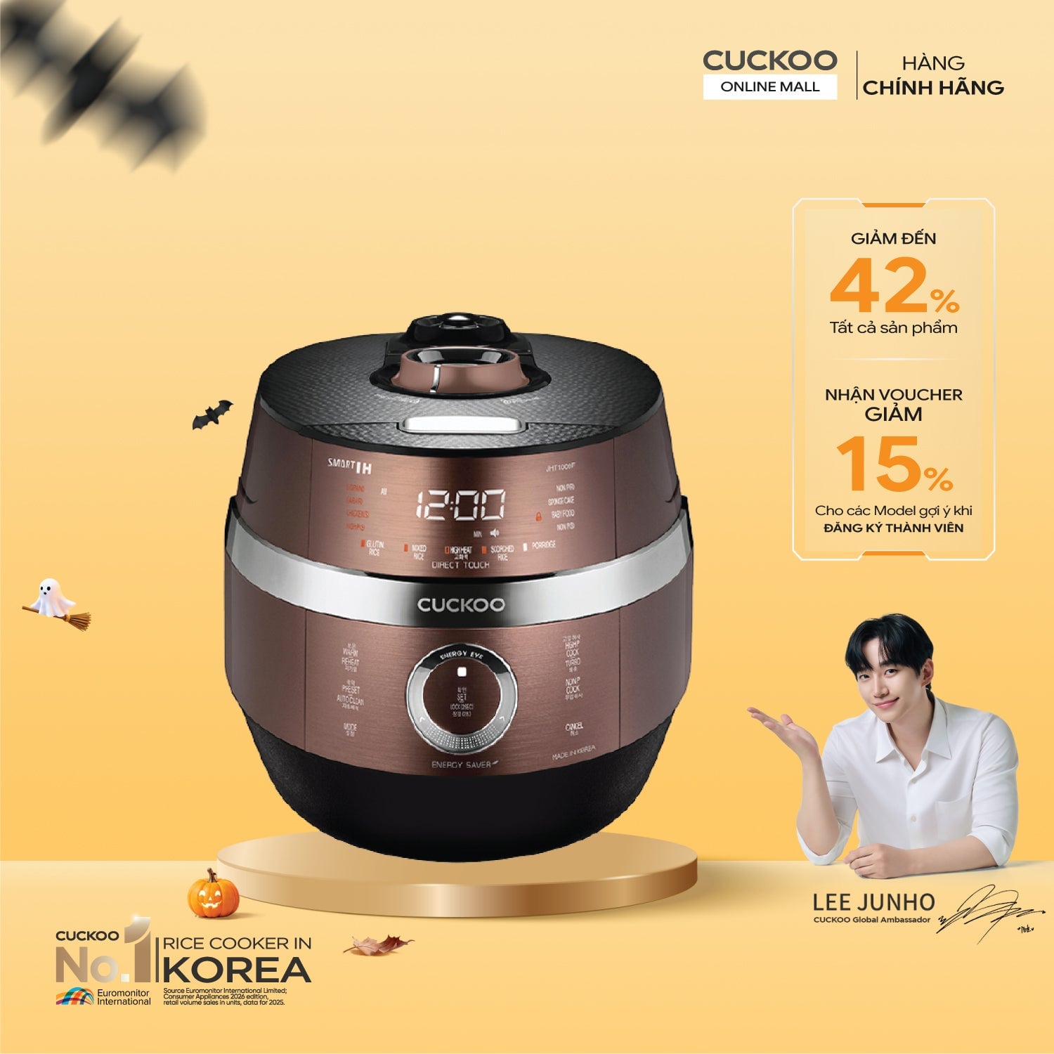 Nồi cơm điện tử áp suất kép cao tần 1.8 lít Cuckoo CRP-JHT1009F/BRBKVN