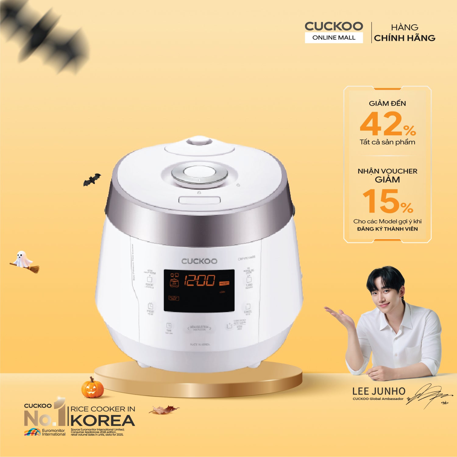 Nồi cơm điện tử áp suất 1.8 lít Cuckoo CRP-PK1000S/P2PIVNCV