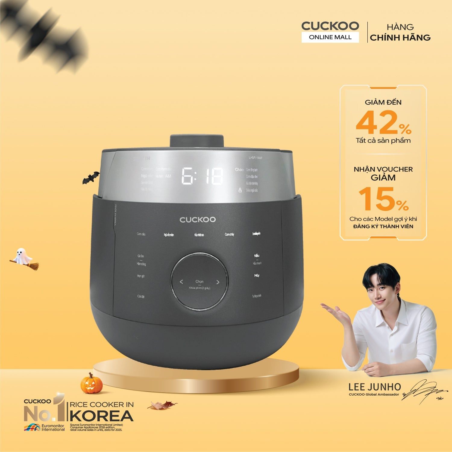 Nồi cơm điện tử áp suất cao tần 1.8 lít Cuckoo CRP-LHBR1000F/GRGRCRCKV