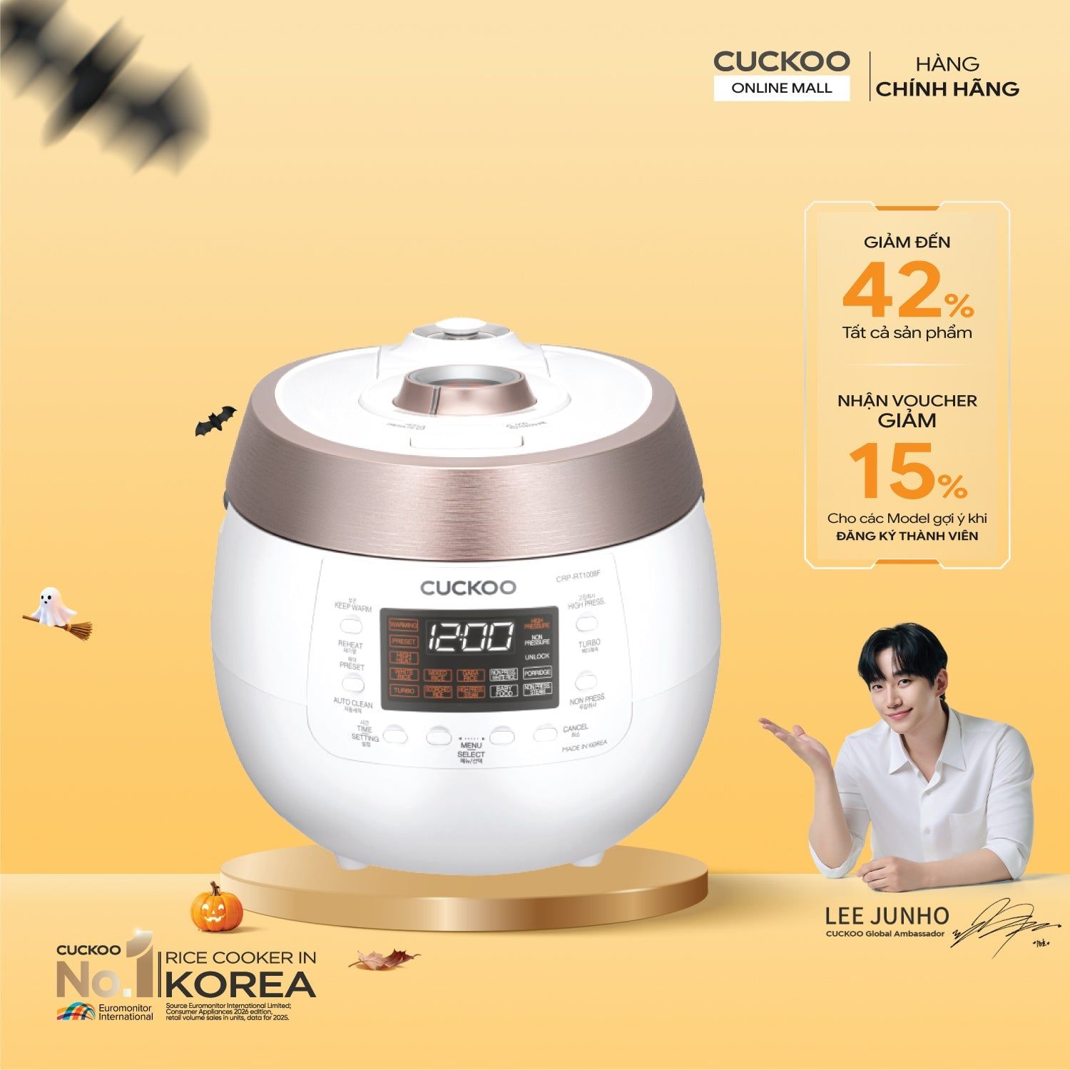 Nồi cơm điện tử áp suất kép 1.8 lít Cuckoo CRP-RT1008F/WHPGVN