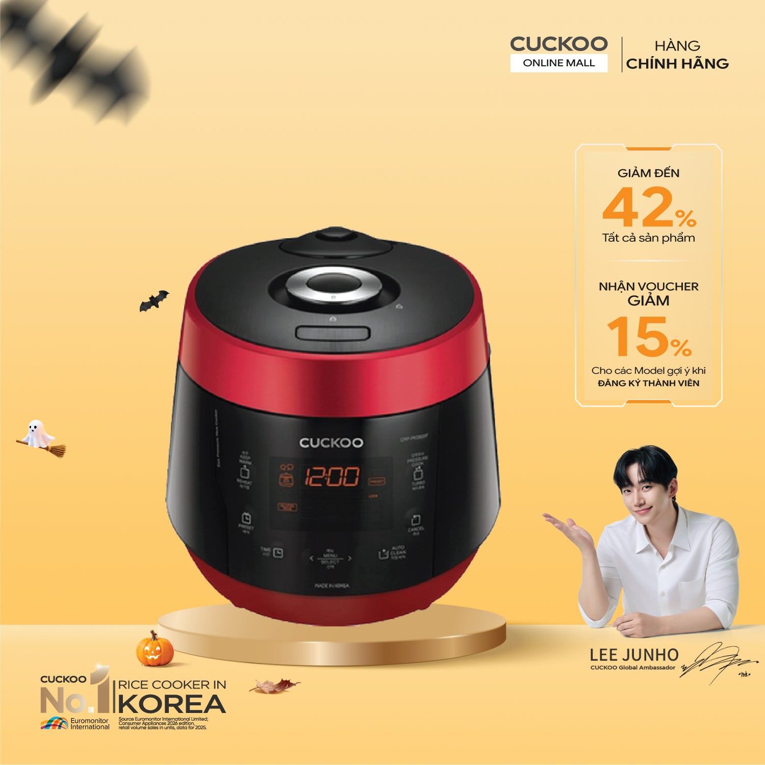 Nồi cơm điện tử áp suất 1.08 lít Cuckoo CRP-PK0600F/BKRDVN
