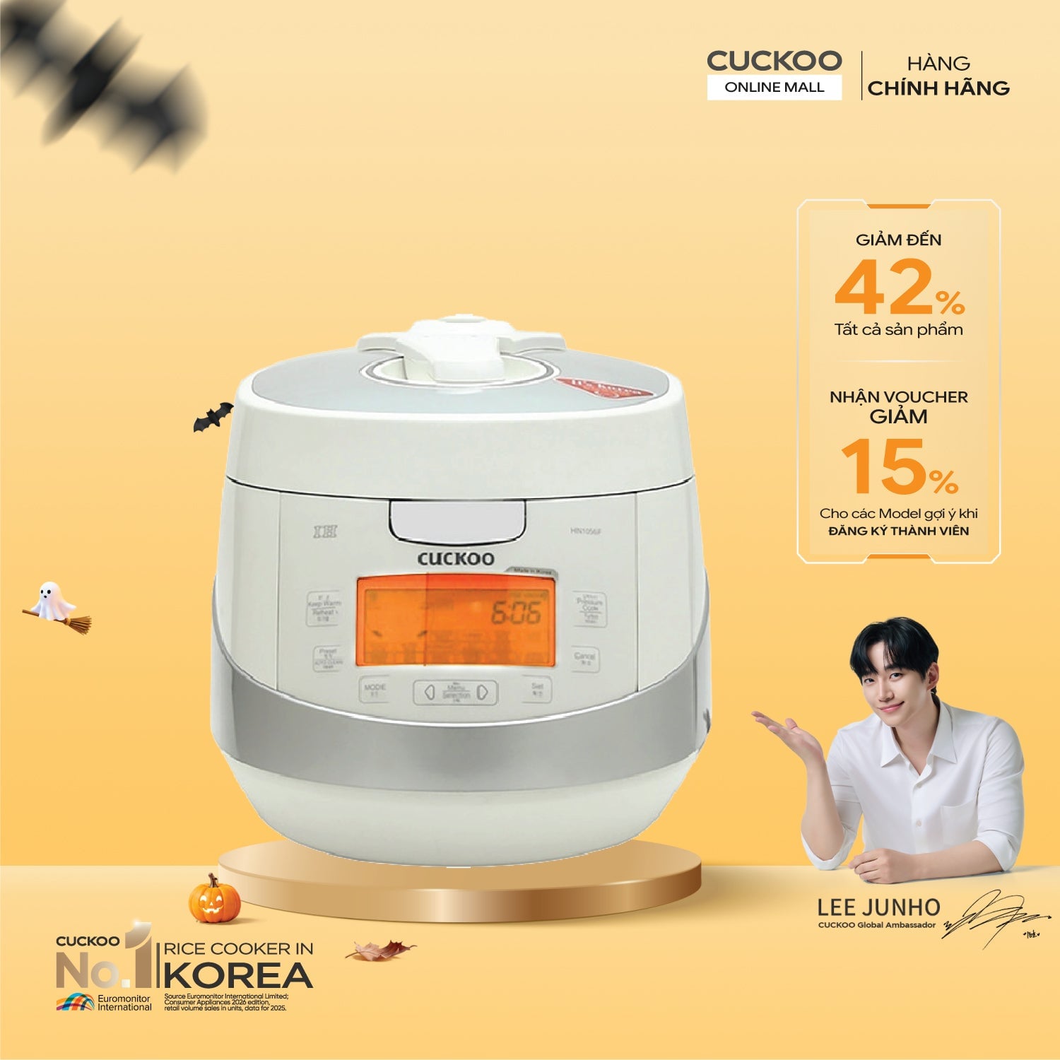Nồi cơm điện tử áp suất cao tần 1.8 lít Cuckoo CRP-HN1056F/WTVNCV