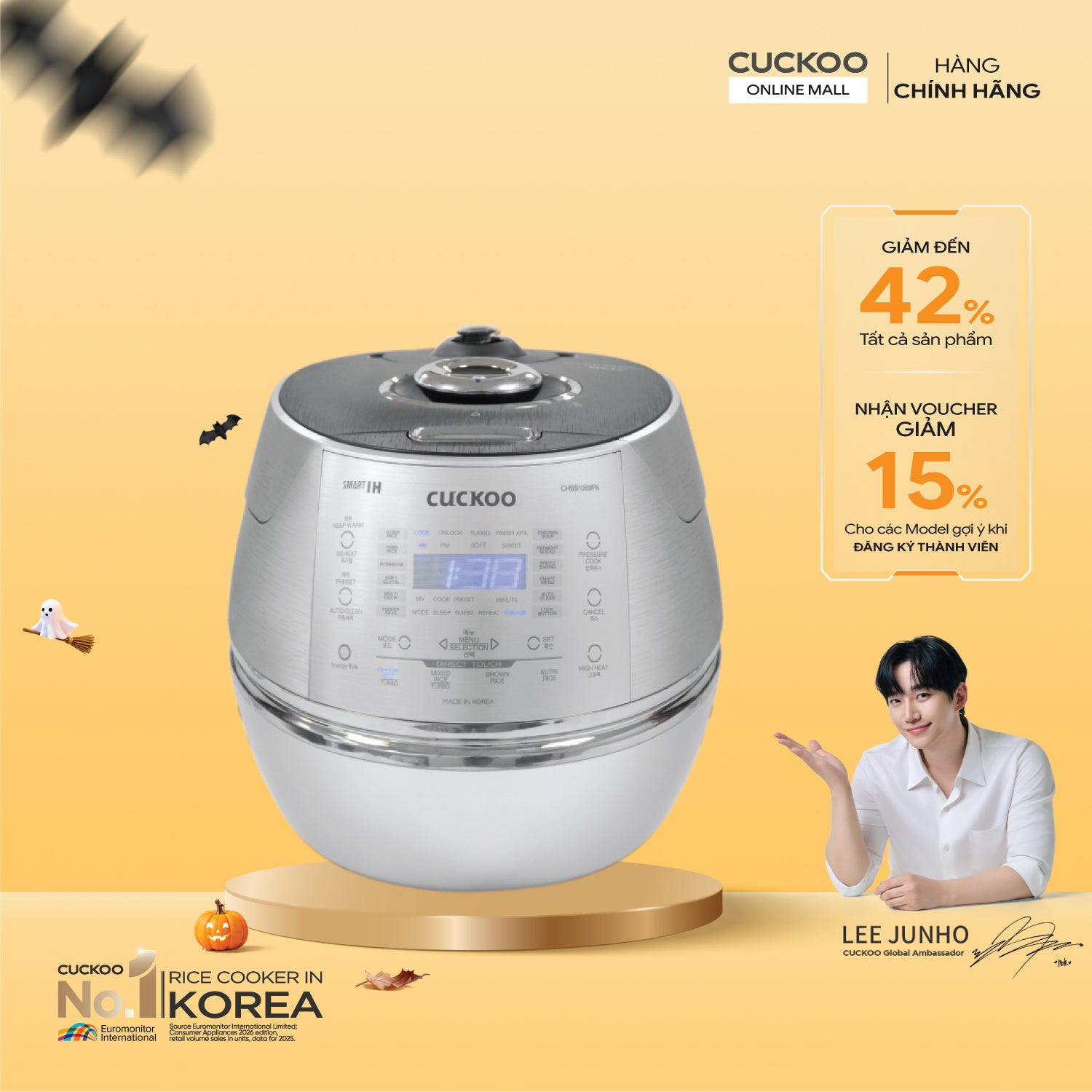 Nồi cơm điện tử áp suất cao tần 1.8 lít Cuckoo CRP-CHSS1009FN/SIBKIDBP