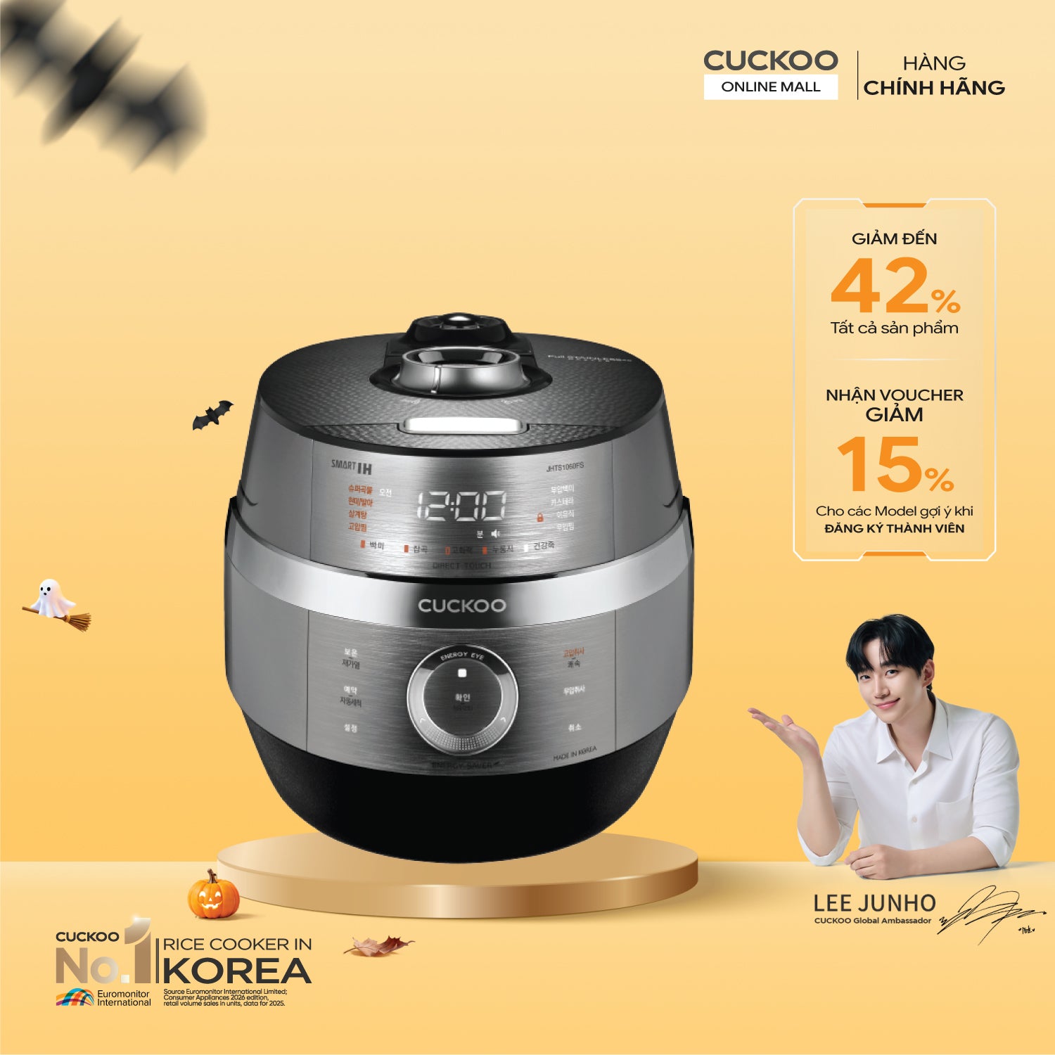 Nồi cơm điện tử áp suất kép cao tần 1.8 lít Cuckoo CRP-JHTS1060FS