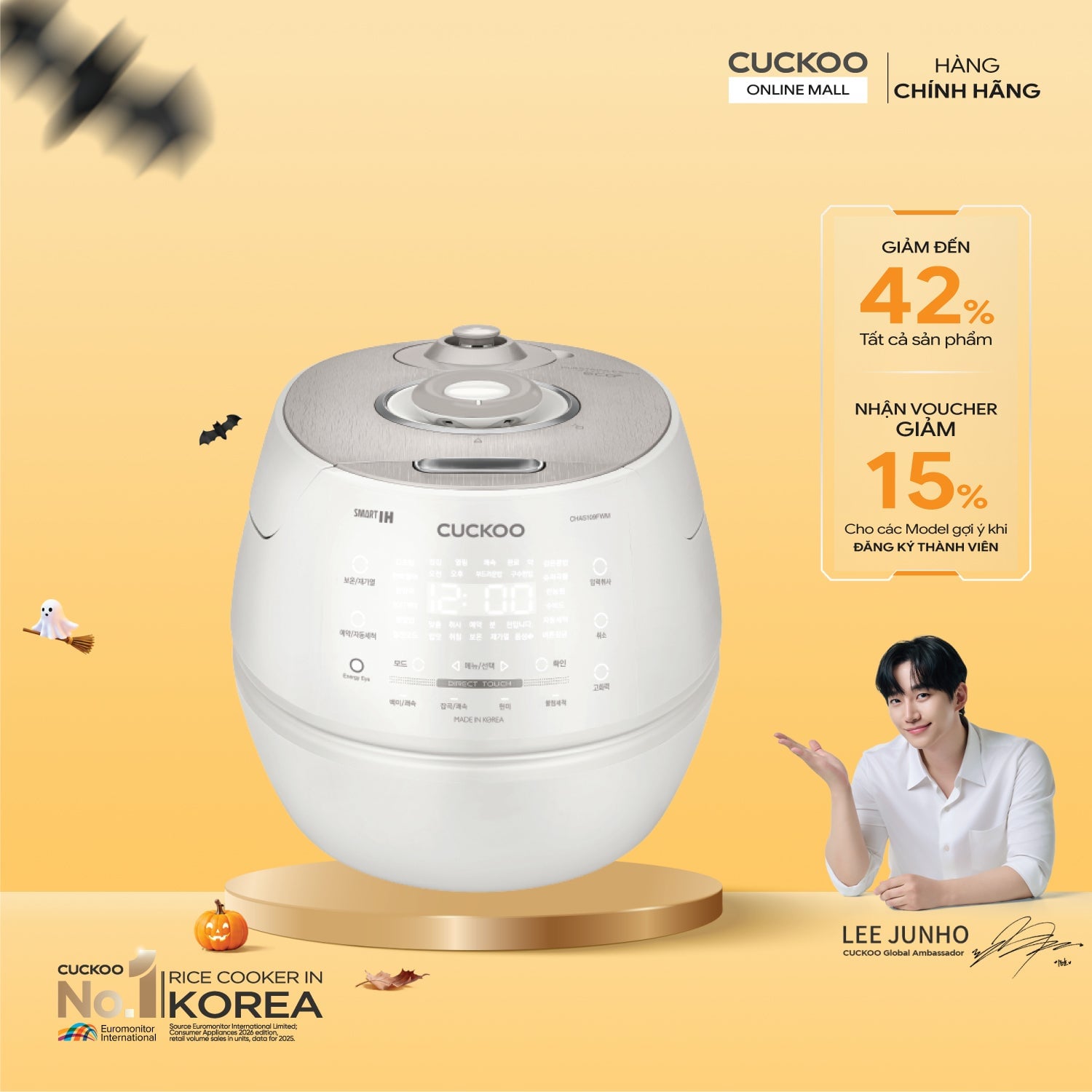 Nồi cơm điện tử áp suất cao tần 1.8 lít Cuckoo CRP-CHAS109FW