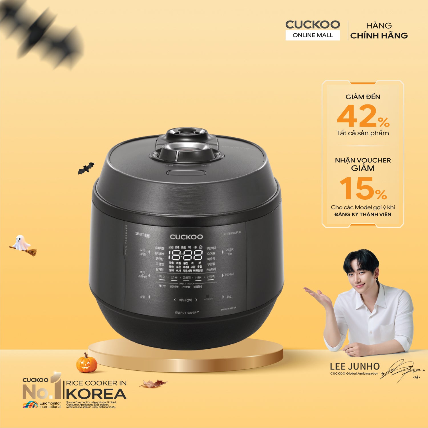 Nồi cơm điện áp suất kép cao tần 1.8 lít Cuckoo CRP-KHTS1060FLB