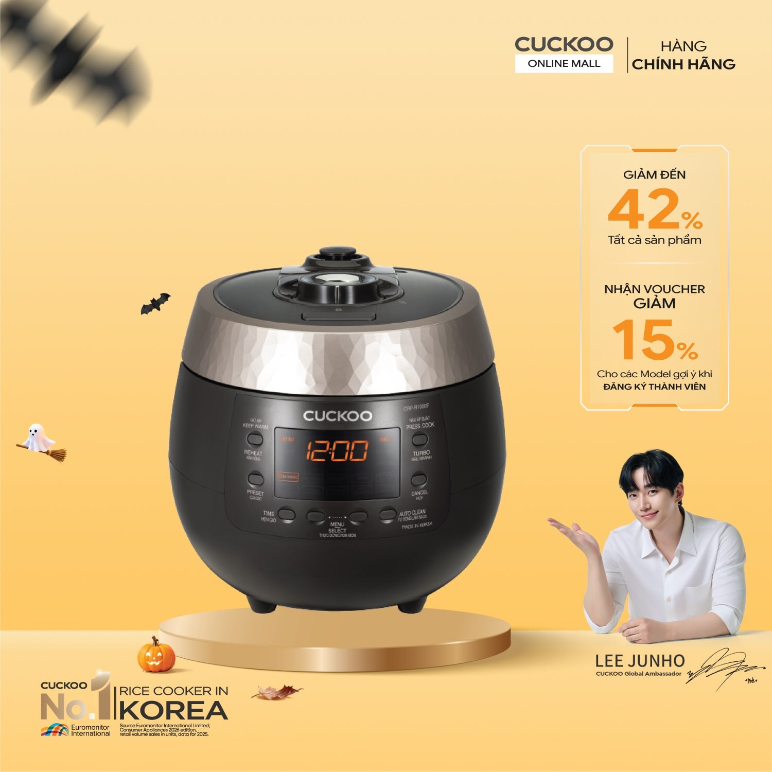 Nồi cơm điện tử áp suất 1.8 lít Cuckoo CRP-R1000F/BKGBCRVNCV