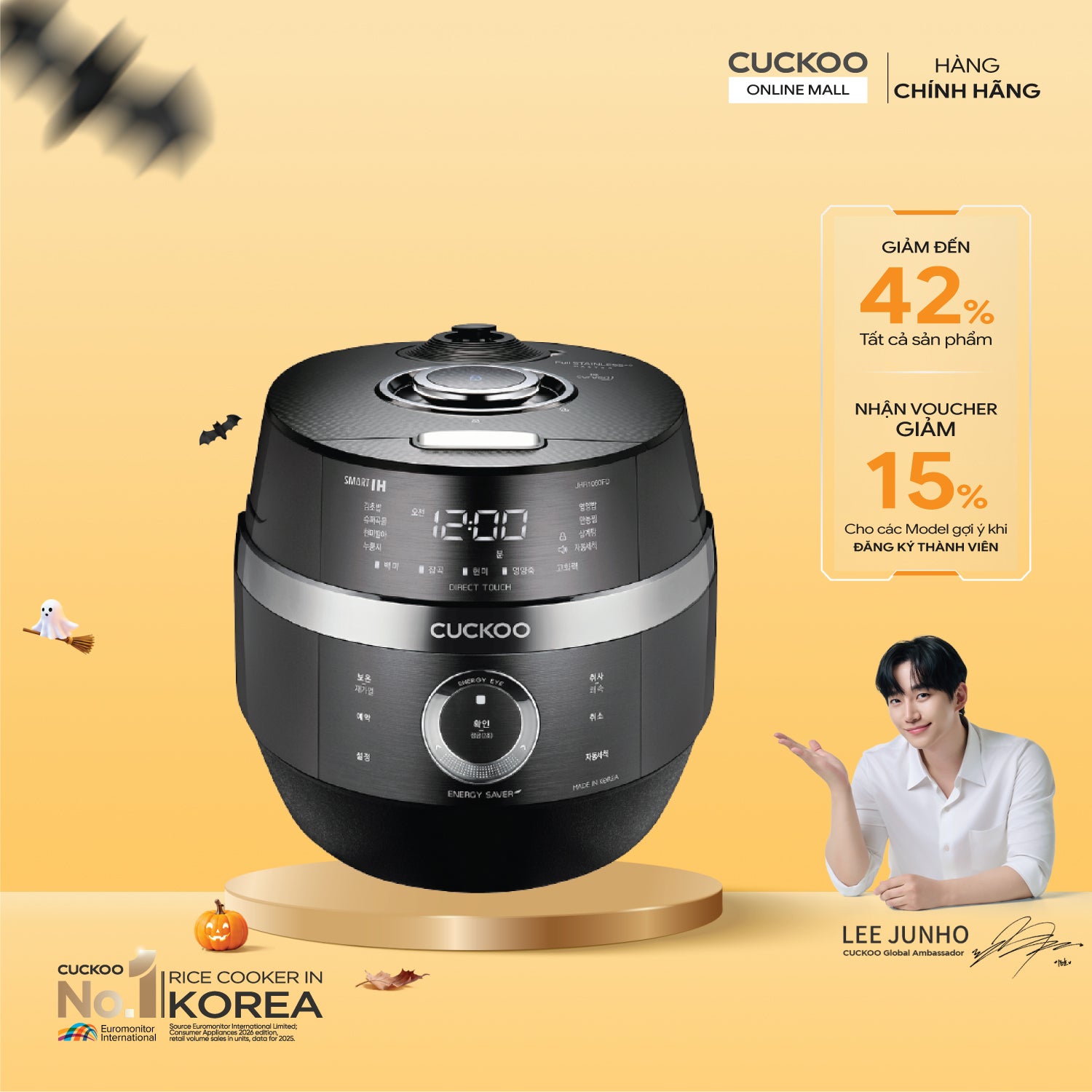 Nồi cơm điện tử áp suất cao tần 1.8 lít Cuckoo CRP-JHR1060FD