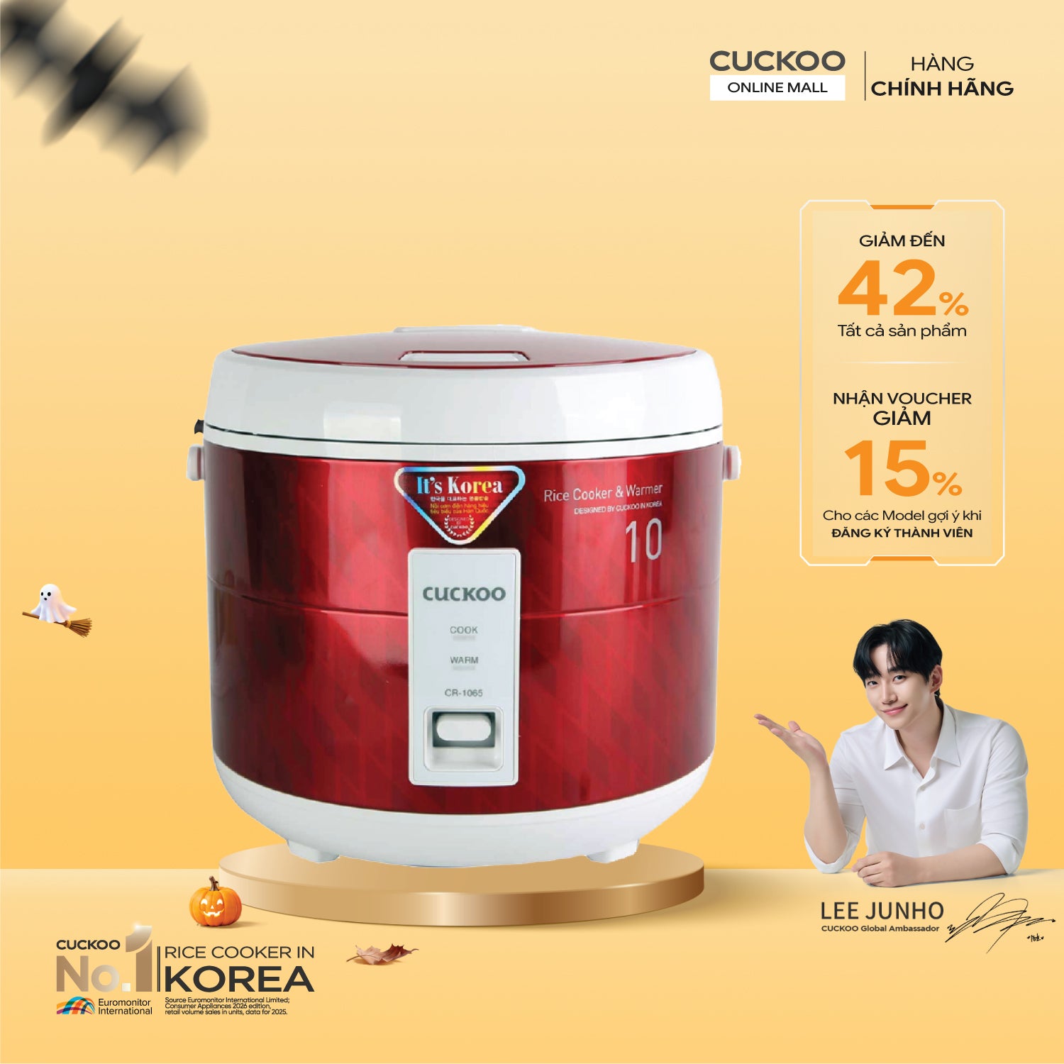 Nồi cơm điện 1.8 lít Cuckoo CR-1065/RDWHVNCV