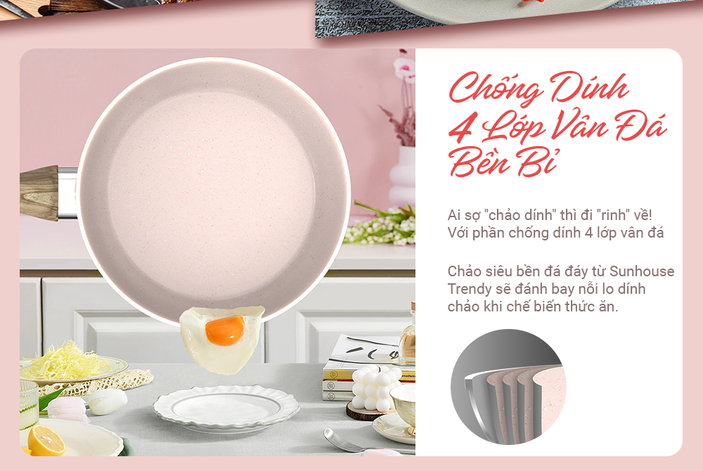 Chảo siêu bền đá đáy từ Sunhouse trendy SFP20P – ảnh 8