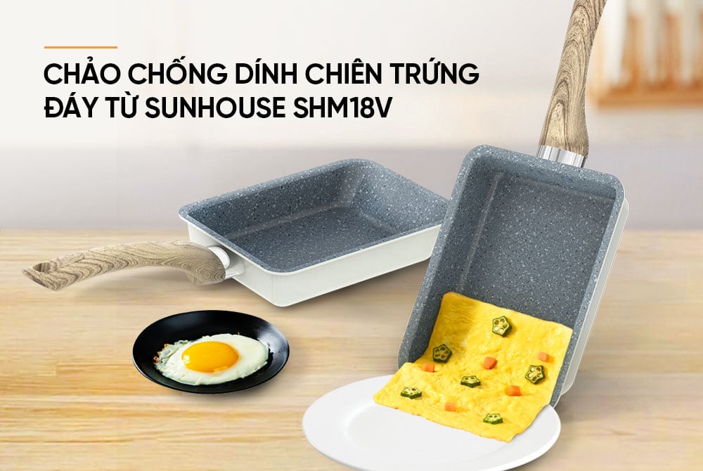 Chảo chống dính chiên trứng đáy từ Sunhouse SHM18V – ảnh 5